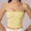 Top a canotta Hania in Modal con ricamo inglese, giallo limone Top a canotta Hania in Modal con ricamo inglese, giallo limone