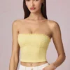 Top a canotta Hania in Modal con ricamo inglese, giallo limone Top a canotta Hania in Modal con ricamo inglese, giallo limone
