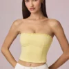 Top a canotta Hania in Modal con ricamo inglese, giallo limone Top a canotta Hania in Modal con ricamo inglese, giallo limone
