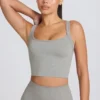 Top a canotta lungo senza cuciture Super Sculpt in grigio melange Top a canotta lungo senza cuciture Super Sculpt in grigio melange