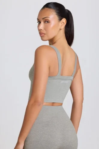 Top a canotta lungo senza cuciture Super Sculpt in grigio melange