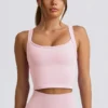 Top a canotta lungo senza cuciture Super Sculpt in rosa cipria Top a canotta lungo senza cuciture Super Sculpt in rosa cipria