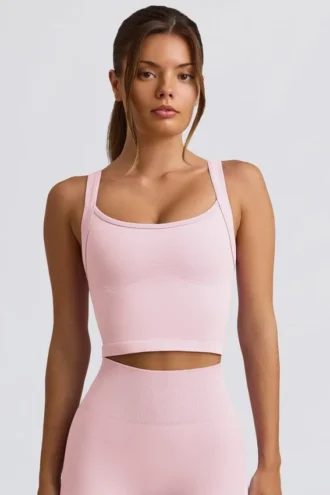 Top a canotta lungo senza cuciture Super Sculpt in rosa cipria