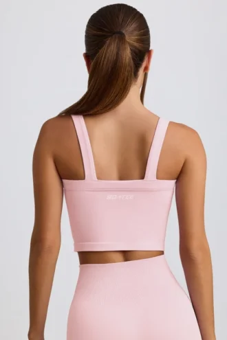 Top a canotta lungo senza cuciture Super Sculpt in rosa cipria