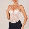 Top a corsetto con allacciatura a fascia Zoa in avorio