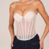 Top a corsetto con allacciatura a fascia Zoa in avorio