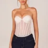 Top a corsetto con allacciatura a fascia Zoa in avorio
