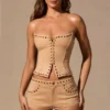 Top a corsetto con allacciatura Ailoria in color cuoio Top a corsetto con allacciatura Ailoria in color cuoio