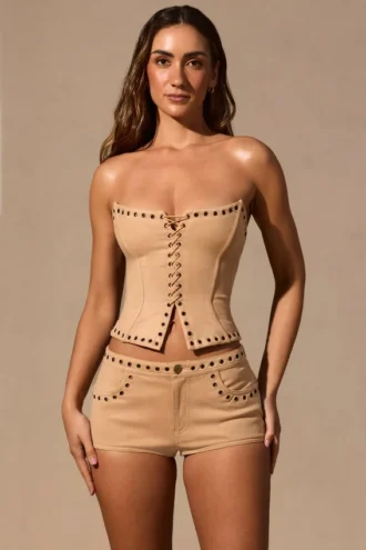 Top a corsetto con allacciatura Ailoria  in color cuoio