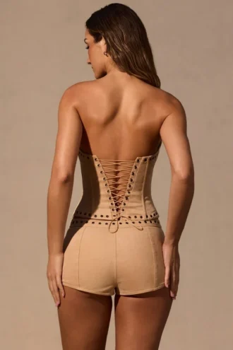 Top a corsetto con allacciatura Ailoria  in color cuoio