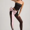 Top a corsetto con cut-out e fiocco Audrina in nero Top a corsetto con cut-out e fiocco Audrina in nero