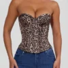 Top a corsetto con lacci Araminta con stampa leopardata