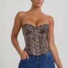 Top a corsetto con lacci Araminta con stampa leopardata