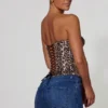 Top a corsetto con lacci Araminta con stampa leopardata