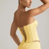 Top a corsetto con lacci Araminta in giallo pastello