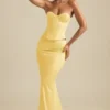 Top a corsetto con lacci Araminta in giallo pastello