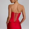Top a corsetto con lacci Araminta in rosso fuoco