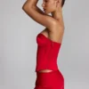 Top a corsetto con lacci Araminta in rosso fuoco