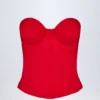 Top a corsetto con lacci Araminta in rosso fuoco