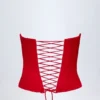 Top a corsetto con lacci Araminta in rosso fuoco