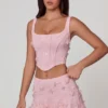 Top a corsetto con lacci decorati Letitia in rosa tenue Top a corsetto con lacci decorati Letitia in rosa tenue