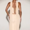 Top a corsetto con lacci e decorazioni Junelle con sciarpa in oro