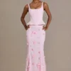 Top a corsetto con lacci in raso premium Elvira in rosa confetto