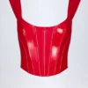 Top a corsetto con lacci in vinile Lamiya in rosso fuoco Top a corsetto con lacci in vinile Lamiya in rosso fuoco