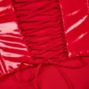 Top a corsetto con lacci in vinile Lamiya in rosso fuoco Top a corsetto con lacci in vinile Lamiya in rosso fuoco