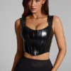 Top a corsetto con lacci in vinile Lamiya, nero Top a corsetto con lacci in vinile Lamiya, nero