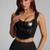 Top a corsetto con lacci in vinile Lamiya, nero Top a corsetto con lacci in vinile Lamiya, nero