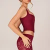 Top a corsetto con lacci Jemara in rosso ciliegia