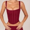 Top a corsetto con lacci Jemara in rosso ciliegia