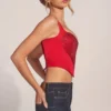 Top a corsetto con scollo a cuore e lacci Allure in rosso rosa
