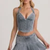 Top a corsetto con scollo all’americana Lotta in azzurro Top a corsetto con scollo all’americana Lotta in azzurro