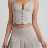 Top a corsetto con scollo all’americana Lotta in ecru