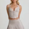 Top a corsetto con scollo all’americana Lotta in ecru
