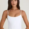 Top a corsetto con spalline e collo all’americana Elba in bianco