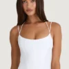 Top a corsetto con spalline e collo all’americana Elba in bianco
