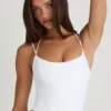Top a corsetto con spalline e collo all’americana Elba in bianco