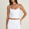 Top a corsetto con spalline e collo all’americana Elba in bianco