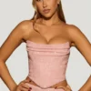 Top a corsetto drappeggiato con decorazioni in argento sterling, colore rosa lavanda Top a corsetto drappeggiato con decorazioni in argento sterling, colore rosa lavanda