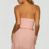 Top a corsetto drappeggiato con decorazioni in argento sterling, colore rosa lavanda Top a corsetto drappeggiato con decorazioni in argento sterling, colore rosa lavanda