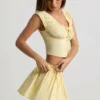 Top a corsetto in popeline di cotone arricciato Faela in giallo limone Top a corsetto in popeline di cotone arricciato Faela in giallo limone