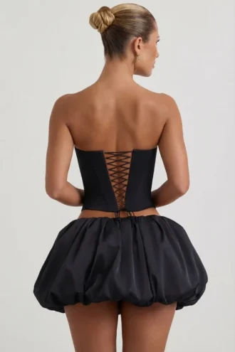 Top a corsetto senza spalline con cut-out a cuore decorato Amora in nero