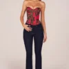 Top a fascia con allacciatura in pizzo con stampa leopardata rosa Top a fascia con allacciatura in pizzo con stampa leopardata rosa