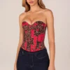 Top a fascia con allacciatura in pizzo con stampa leopardata rosa Top a fascia con allacciatura in pizzo con stampa leopardata rosa