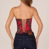 Top a fascia con allacciatura in pizzo con stampa leopardata rosa Top a fascia con allacciatura in pizzo con stampa leopardata rosa