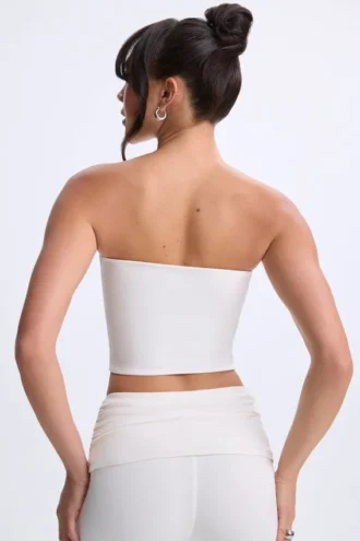 Top a fascia con davanti intrecciato Edie in Modal bianco