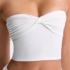 Top a fascia con davanti intrecciato Edie in Modal bianco Top a fascia con davanti intrecciato Edie in Modal bianco